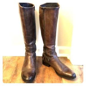 Real Italian leather tall brown boots